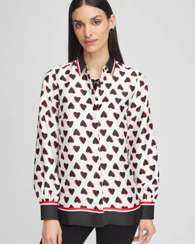 Chico's Classic Valentine's Day Heart Blouse In Black Size 20/22 |