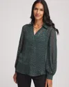 Chico's Clip-dot Billow-sleeve Blouse In Darkest Spruce In Green