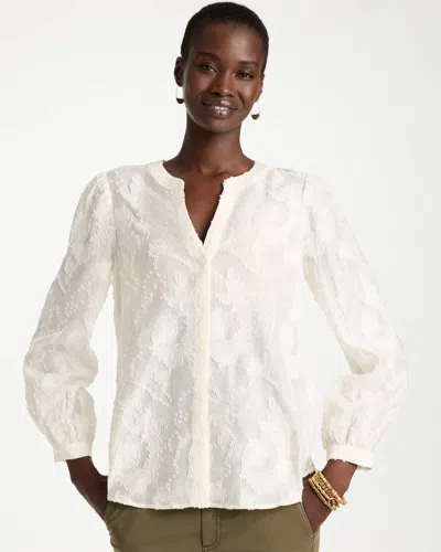 Chico's Clip Dot Jacquard Blouse In White