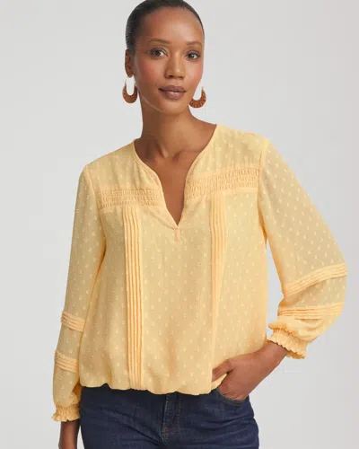 Chico's Clip-dot Peasant Blouse In Golden Chamois