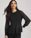 Chico's Clip-dot Peplum Top In Black In Black