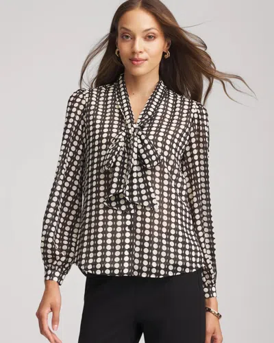 Chico's Clip-dot Tie-front Blouse In Black