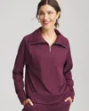 Chico's Cloud Half-zip Pullover Top In Blackened Burgundy In Purple