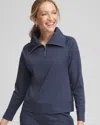 Chico's Cloud Half-zip Pullover Top In Blue Size 20/22 |  Zenergy In Passport Blue