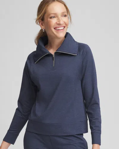 Chico's Cloud Half-zip Pullover Top In Blue Size 20/22 |  Zenergy In Passport Blue
