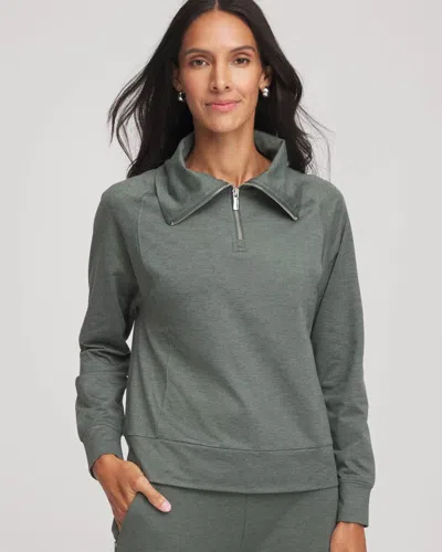 Chico's Cloud Half-zip Pullover Top In Eucalyptus In Green