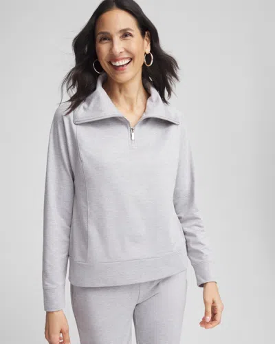 Chico's Cloud Half-zip Pullover Top In Gray Size 20/22 |  Zenergy In Light Gray