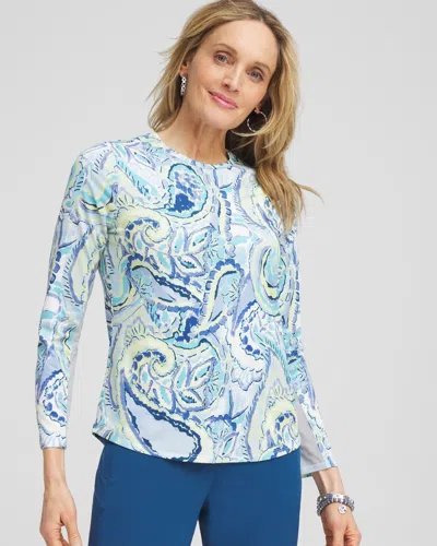 Chico's Coastal Long Sleeve Top In Crystal Springs Size 16/18 |  Zenergy Activewear
