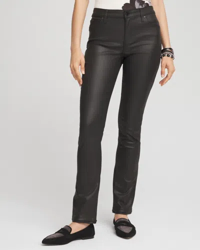 Chico's Girlfriend Coated Slim Leg Jeans In Black Size 20 |