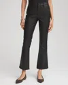 Chico's Coated Girlfriend Cropped Flared Jeans In Black In Black