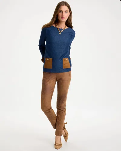 Chico's Coated Knit Five-pocket Skinny Pants In Brevity Brown