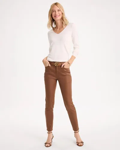 Chico's Coated Skinny Ankle Jeans In Coated Toasted Pecan