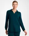 Chico's Collared Tunic In Teal Shadow In Teal Shadow