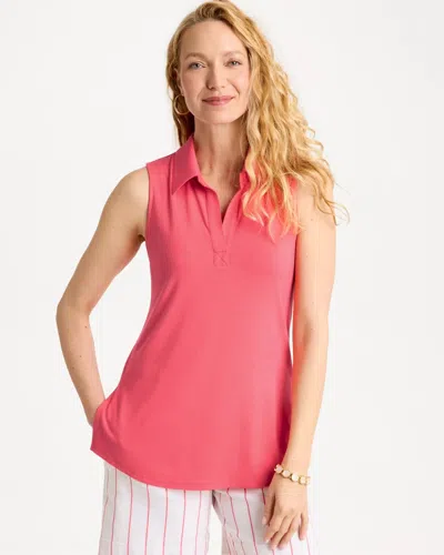Chico's Collared Tunic Tank In Calypso Coral In Orange