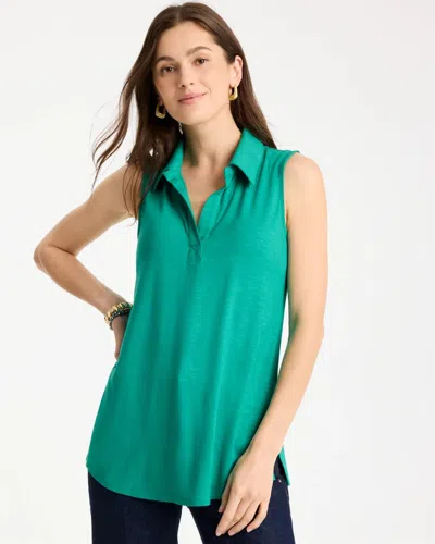 Chico's Collared Tunic Tank In Topanga Green