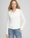 CHICO'S COLLARED V-NECK PULLOVER SWEATER IN WHITE SIZE 20/22 | CHICO'S
