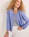 Chico's Collarless Linen Blazer In Blue Size Small |  In Blue