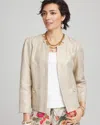 Chico's Collarless Linen Blazer In Tan Size Xxl |  In Oatmeal
