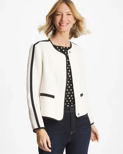 Chico's Collarless Quilted Box Jacket In Cream In White