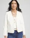 Chico's Collarless Soutache-trim Jacket In White Size Xl |  In Ecru