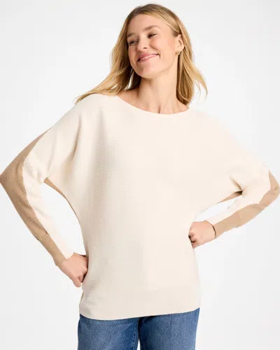 Chico's Colorblock Bateau Dolman Pullover Sweater In Cream In English Cream