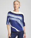 Chico's Colorblock Easy Pullover Sweater In Dark Harbor Size 16/18 |  In Dark Harbor