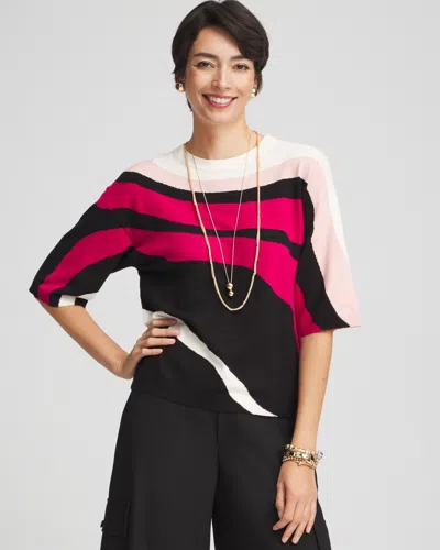 Chico's Colorblock Easy Pullover Sweater In Pink Size 12/14 |  In Pink Gin