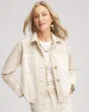 Chico's Colorblock Jean Jacket In Neutral Size Large |  In Neutral