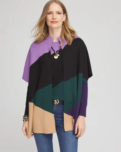 Chico's Colorblock Sweater Ruana In Black