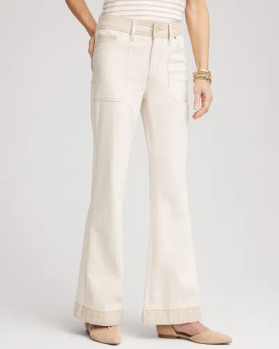 Chico's Colorblock Wide Flare Jeans In Neutral Size 18 |