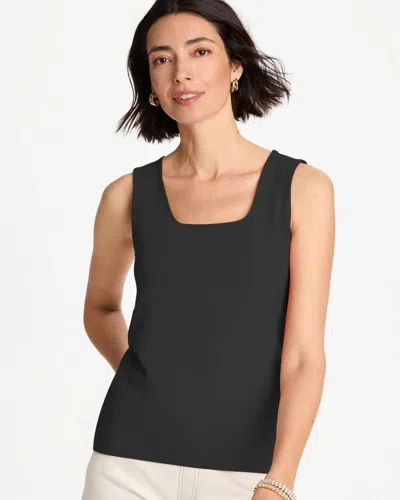 Chico's Contour Cotton Square Neck Tank In Black