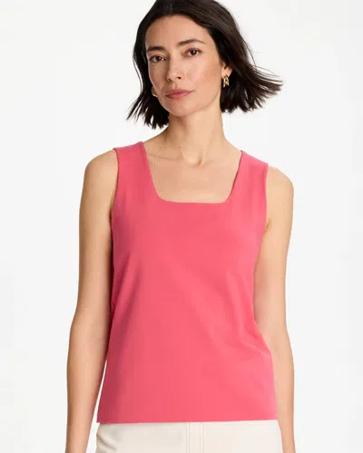 Chico's Contour Cotton Square Neck Tank In Hot Honeysuckle In Pink