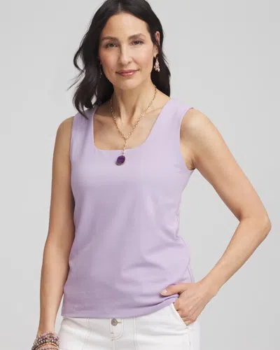 Chico's Contour Cotton Square Neck Tank In Purple