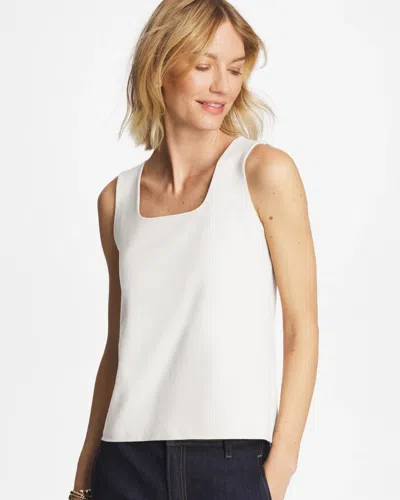 Chico's Contour Cotton Square Neck Tank In White
