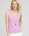 Chico's Contour Cotton™ Square Neck Tank Top In Lavender Skies Size 16/18 |  In Lavender Skies