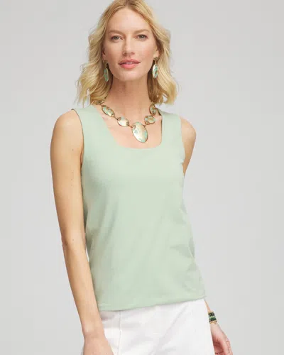Chico's Contour Cotton™ Square Neck Tank Top In Moroccan Mint Size 12/14 |