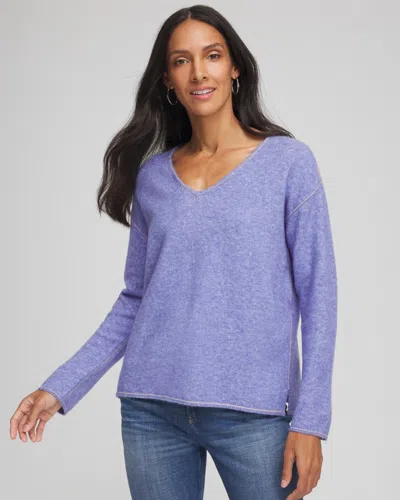 Chico's Contrast Stitch Detail Pullover In Vibrant Iris In Blue