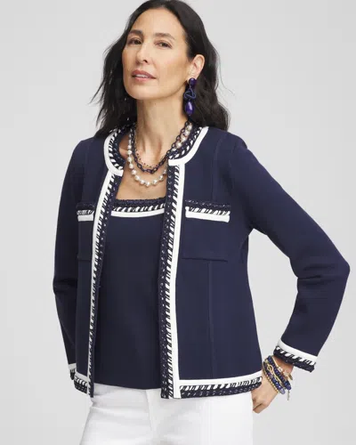 Chico's Contrast-trim Lady Jacket In Passport Blue