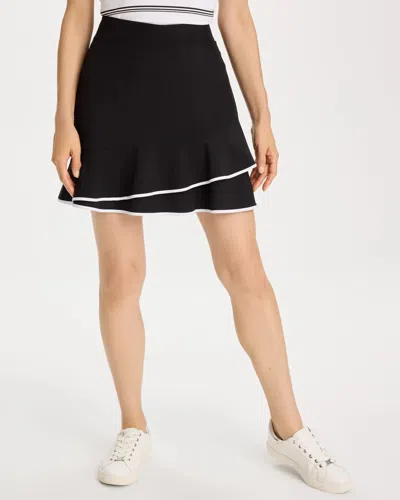Chico's Contrast Tulip Hem Tennis Skirt In Black