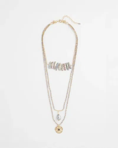 Chico's Convertible Abalone Pendant Necklace In Neutral