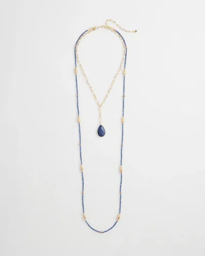 Chico's Convertible Beaded Pendant Necklace In Blue