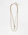 Chico's Convertible Multi-strand Jade & Faux Pearl Charm Necklace |  In White/gold