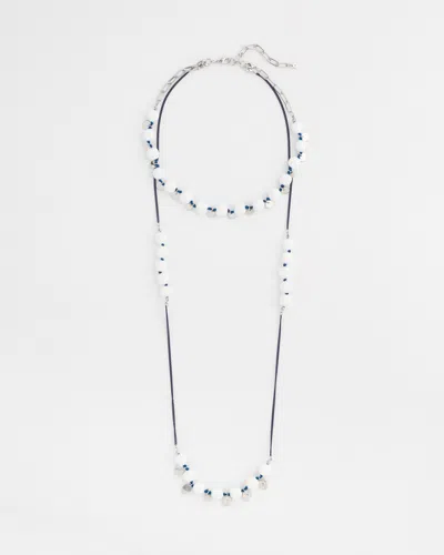Chico's Convertible White Stone Necklace |  In Blue/white