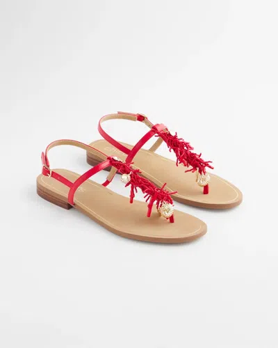 Chico's Coral Beach T-strap Sandals In In Red