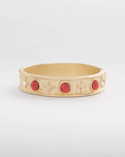 Chico's Coral Cab Stone Hinge Bangle Bracelet |
