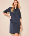 Chico's Cotton-blend Popover Dress In Blue In Blue