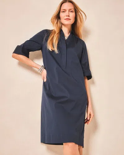 Chico's Cotton-blend Popover Dress In Blue