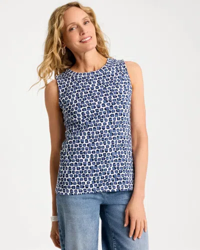 Chico's Cotton Button Trim Tank In Blue