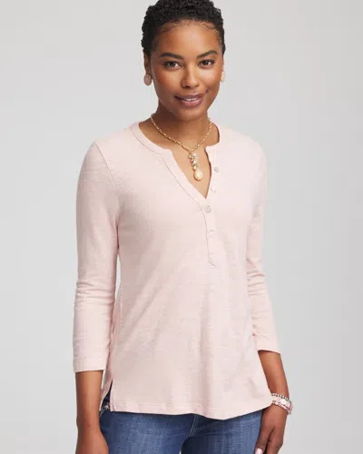 Chico's Cotton Henley Shirt In Pink
