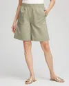 Chico's Cotton-linen Pull-on Utility Shorts In Green In Green